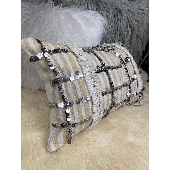 Vintage Moroccan Pillow Handira Berber Wedding Blanket Cushion 03YS00243 - Picture 5 of 8